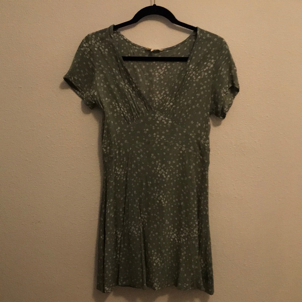 Green and white floral dress